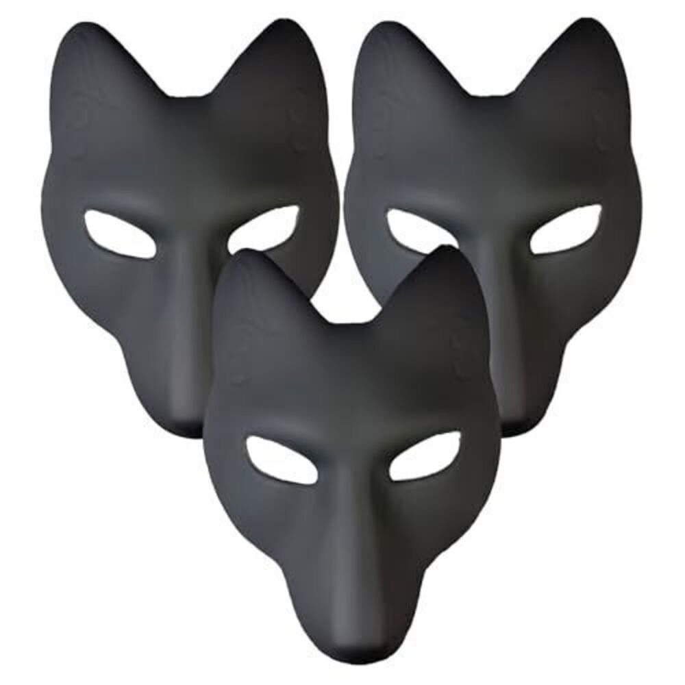 2538 Fox Mask DIY Animal Masquerade Masks White Black Paintable Halloween